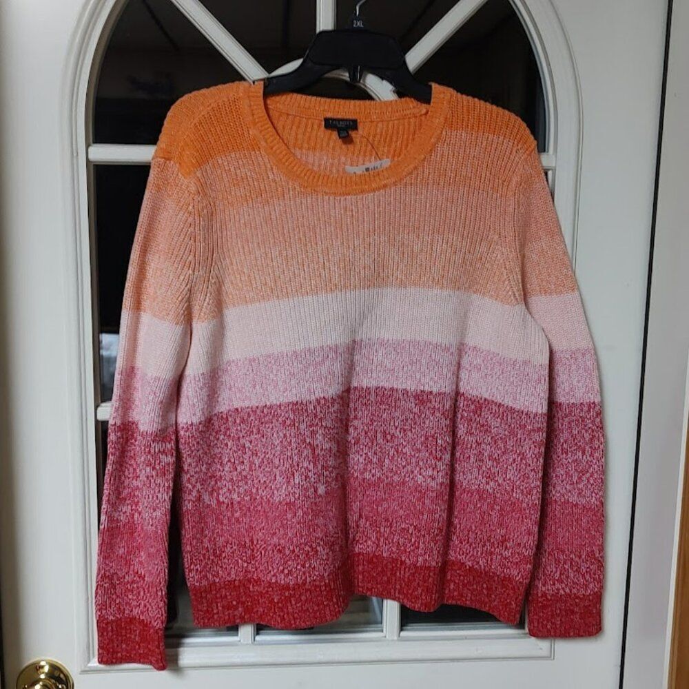 New Talbots Red Orange Multi-Color Sweater Size Women's Petite XL